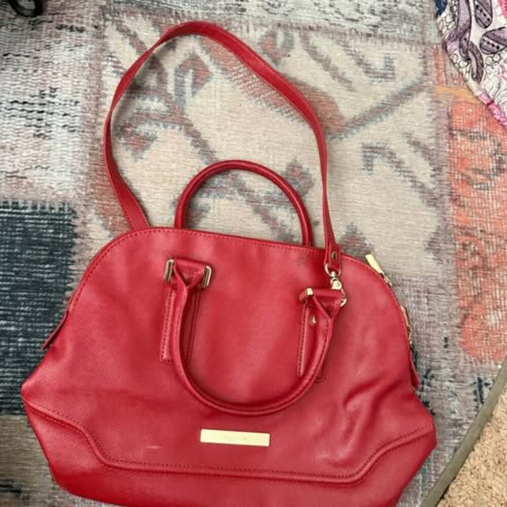Ivanka Trump Red Satchel Handbag leather exterior